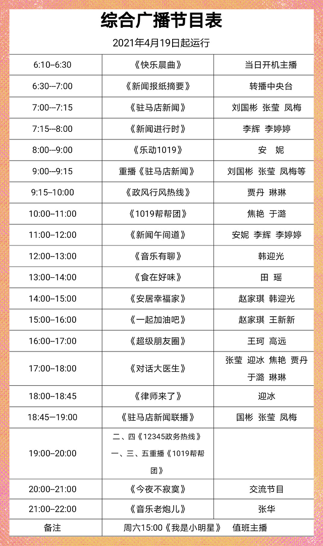 【1019重磅】駐馬店廣播電視臺綜合廣播全新改版在即，新主播精彩亮相！