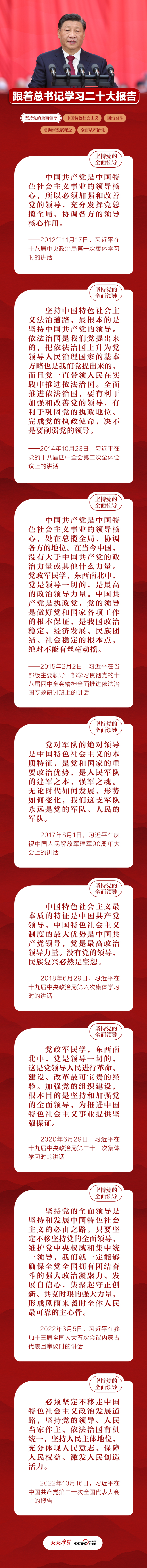 跟著總書(shū)記學(xué)習(xí)二十大報(bào)告｜堅(jiān)持黨的全面領(lǐng)導(dǎo)