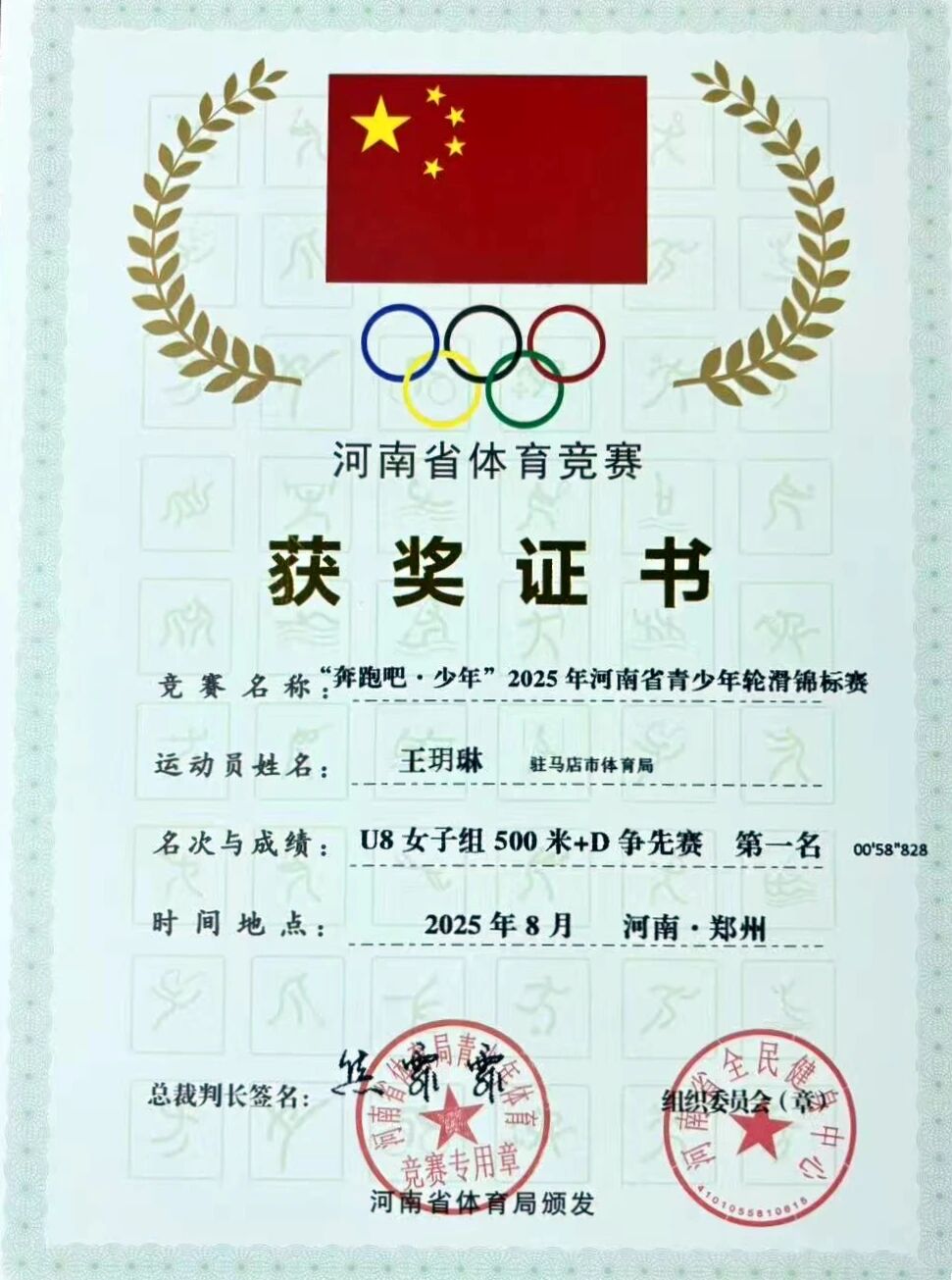 熱烈祝賀駐馬店第二實驗小學(xué)王玥琳同學(xué)在河南省青少年輪滑錦標(biāo)賽中斬獲佳績！