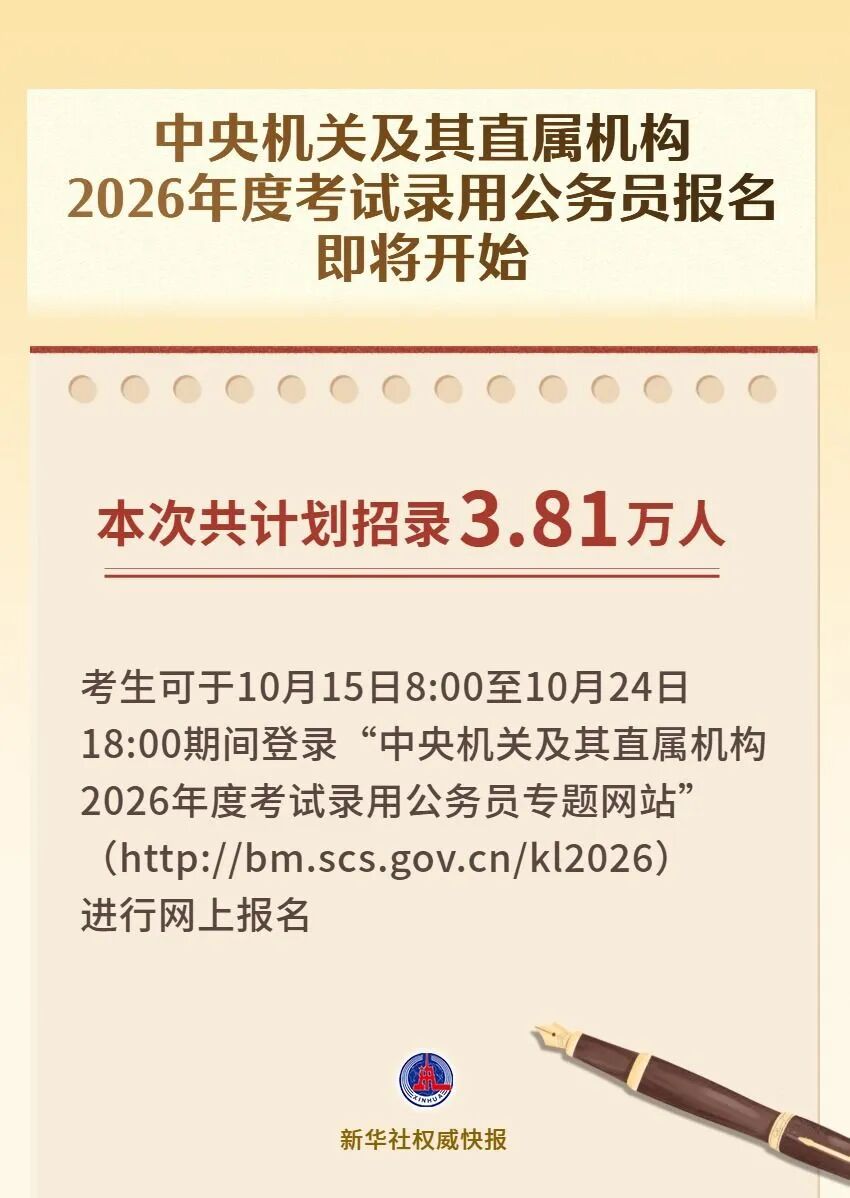 “國考”明起報名！計劃招錄3.81萬人
